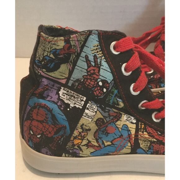 MARVEL SPIDER-MAN HIGHTOP SNEAKERS SIZE 2 UNISEX - Picture 5 of 8